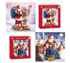 CARDS 12 SQUARE TRADITIONAL SANTA OUTDOOR