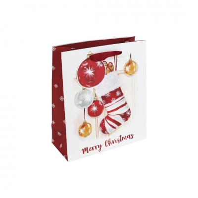 Christmas Stocking White Kraft Medium Bag