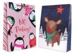 Christmas Gift Bag Reindeer/Penguin Ex-Large 32 X 44 X 11cm