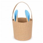 Easter Jute Cotton Bucket Bag With Blue Ears 22 X 20cm