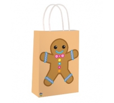 Gingerbread Man Christmas Paper Party Bag With Handles
