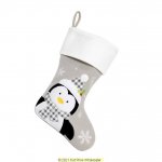 Deluxe Plush Silver White Top Penguin Stocking 40cm X 25cm