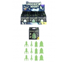 Glow in the Dark Rocket Ship Shape Stickers 12 Pack