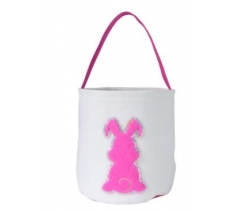Easter bucket with fuzzy fur sequence pink bunny