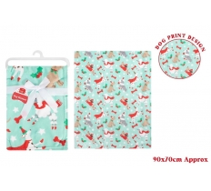 Christmas Soft Xmas Dog Print Pet Blanket 90x70cm
