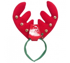 Chunky Antlers Headband 6 Bells & Holly