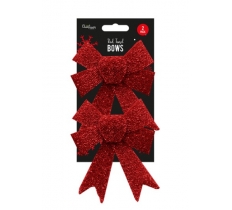 Red Tinsel Bows - 2 Pack