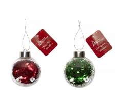 Christmas Bauble Clear Plastic 8cm