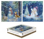Christmas Cards 12 Square Boxed Woodland Snowmen