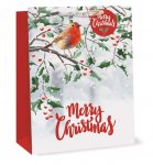 Christmas Gift Bag XMAS Traditional Robin Ex Large
