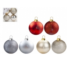Christmas 7cm Baubles 4 Pack ( Assorted Colours )