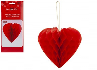 Hanging Honeycomb Heart Decoration 9 "