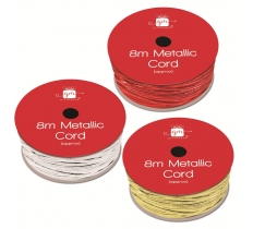 Christmas Metallic Cord 8m 3 Colours