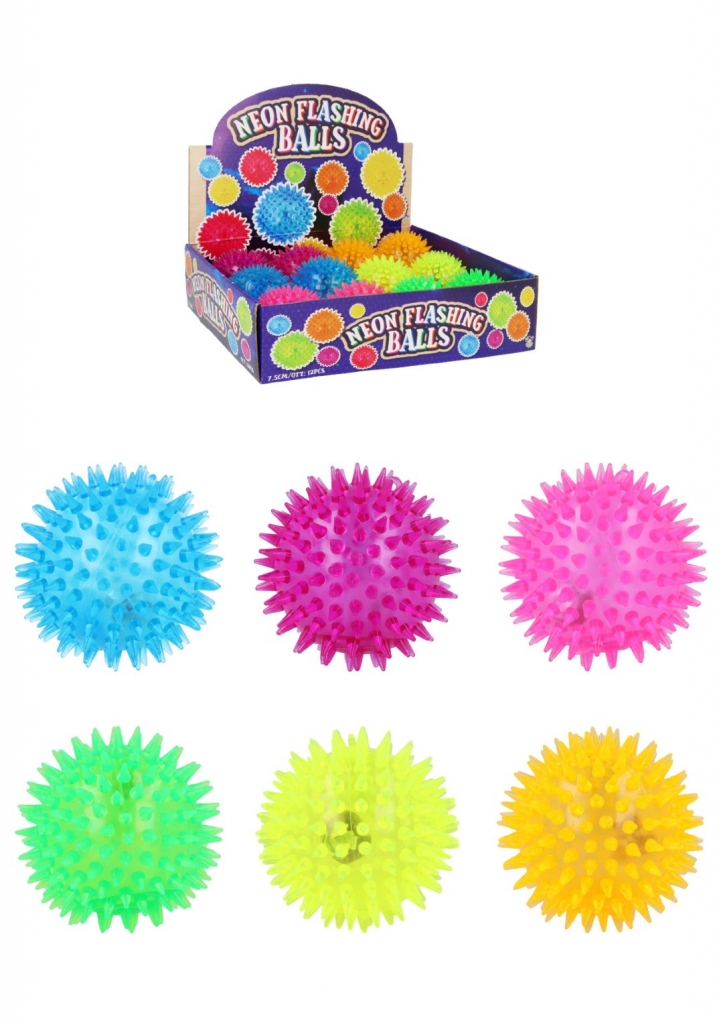 7.5cm Neon Flashing Spiky Balls - Click Image to Close