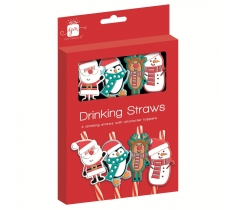 Christmas Character Drinking Straws 4pc