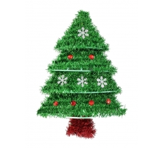 Tinsel Tree Plaque 35cm With Decoration