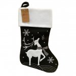 Deluxe Plush Modern Reindeer Christmas Stocking