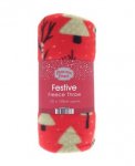 Christmas Forest Festive Design Fleece Blanket Throws