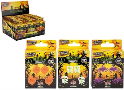 Halloween Glow Rings Set Of 4 Assorted