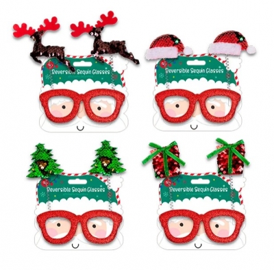 Reversible Sequin Christmas Glasses