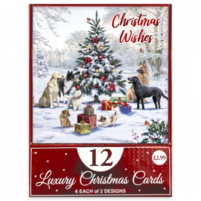 Christmas Xmas Dogs Card 12pk