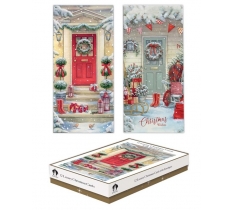 Christmas Cards 12 Slim Boxed Traditional Doors