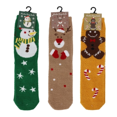 Christmas Characters Ladies Cozy Socks ( Assorted Designs )