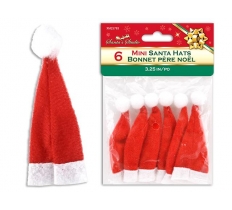 Mini Craft Santa Hats 3.25" 6 Pack