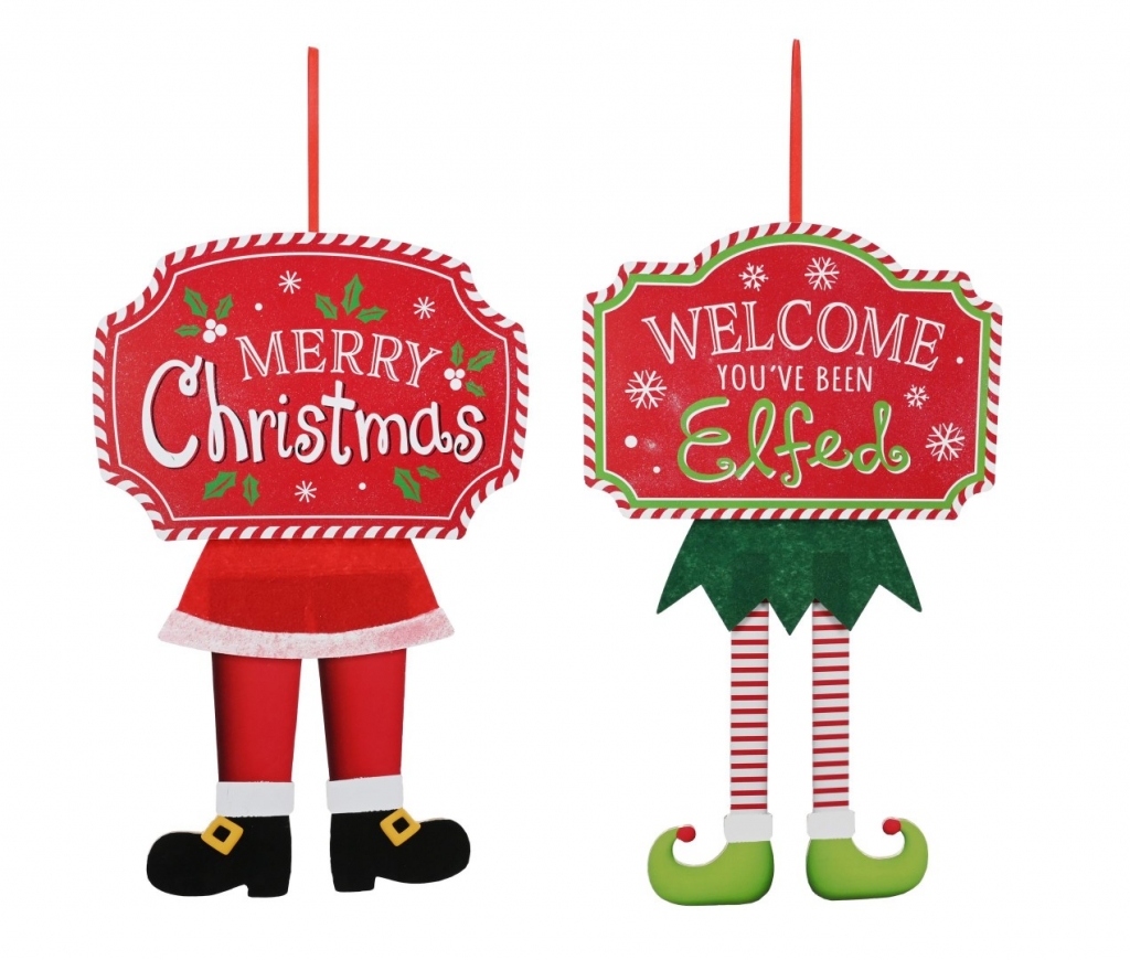 Christmas Hanging Sign Character W/foldable Feet - Click Image to Close