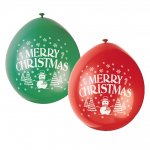 10Pack 9 " Merry Christmas Balloons