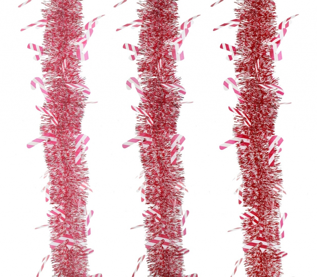 Christmas Candy Cane Tinsel 2m ( Assorted Design ) - Click Image to Close