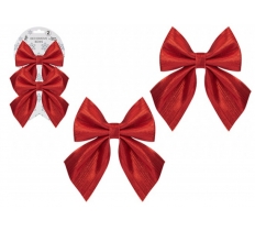 Shiny Fabric Bow 12cm X 13cm Red 2pc