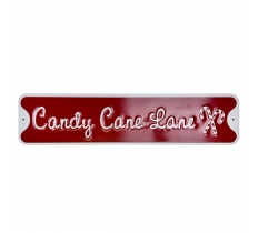 Candy Cane Lane Metal Sign 15 x 60cm