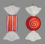 2 X 16cm Candy Bauble Red & White