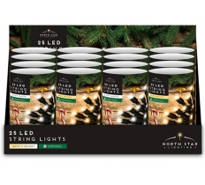 25 LED Battery Operated Warm & Bright White Lights 2.8M