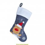 Deluxe Plush Reindeer Grey Knitted Stocking 40cm X 25cm