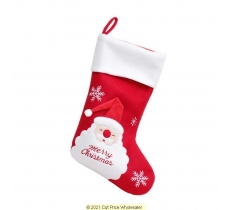 Deluxe Plush Red Santa With 3D Hat Stocking 40cm X 25cm