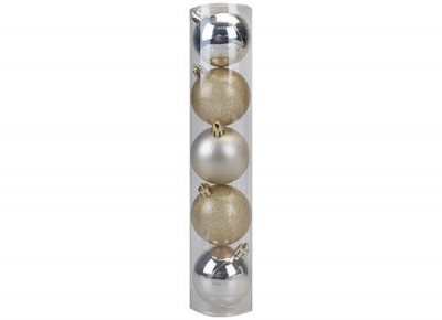 Christmas Set Of 5 Baubles 6cm Champagne