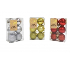 Baubles 50mm 6 Pack ( Assorted Colours )
