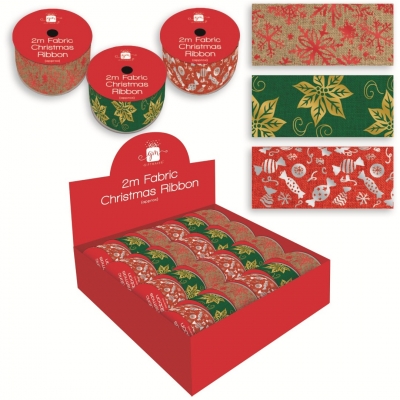 Christmas 2M Wide Fabric Ribbon