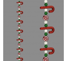 Christmas Candy Cane Garland Red,White & Green 1.5M