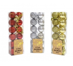 Baubles 30mm 12 Pack ( Assorted Colours )