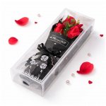 Artificial 20cm 3 Headed Red Rose In 25cm Gift Box