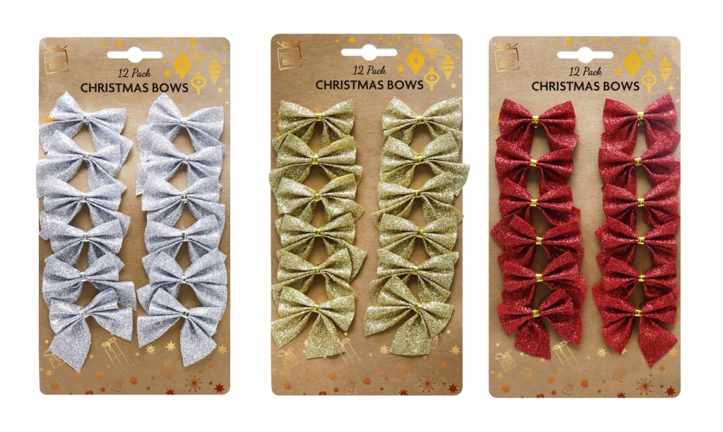 Glitter Bows 12 Pack 5cm - Click Image to Close