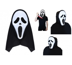 Adult Screaming Ghost Face Mask with Hood (18cm x 31cm)