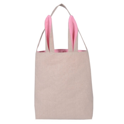 EASTER COTTON BAG WITH PINK EARS 30.5CM X 10CM