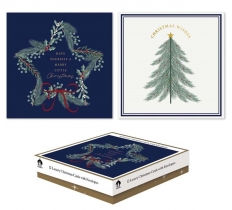 Christmas Cards 12 Square Boxed Wreath / Tree