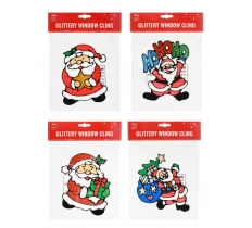 Santa Window Sticker 18cm Glitter