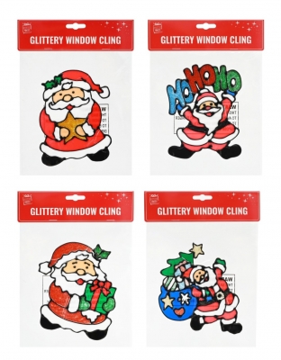 Santa Window Sticker 18cm Glitter