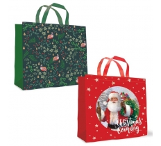 Christmas Gift Bag Reusable Non Woven Shopper Traditional